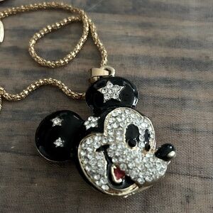 New Betsey Johnson Black and Gold Mickey Mouse Necklace